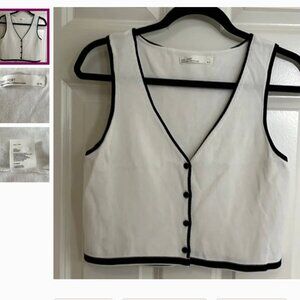 OAK + FORT Cream Tank with Black Edging